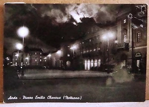 Aosta - Piazza Emilio Chanoux (notturno) [grande, b/n, viaggiata] - Picture 1 of 1
