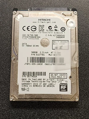 ⭐️⭐️⭐️⭐️⭐️ Apple HDD Hard Drive SATA Laptop 2.5" Hitachi HTS547550A9E384 500GB - Image 1 of 4