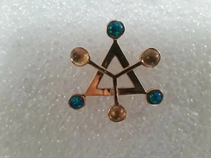 Außerirdisches Symbol 14 Kt Gold über Sterling Silber 999 Blau Projekt Pin - Bild 1 von 6