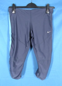 NIKE DRI-FIT Two-Tone Blue SOFT KNIT KNEE CROPPED LEGGINGS Running/Gym Pants M - Picture 1 of 4