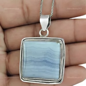 Natural Ágata Handmade Boda Hermana Art Déco Colgante Joyería 925 Sólido Plata - Imagen 1 de 4