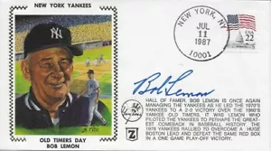 Bob Lemon autographed "Old Timers Day" Cachet - Picture 1 of 1