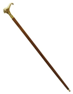 Solid Brass Lion head Handle Vintage Designer Wooden Walking Stick Cane gift - Picture 1 of 3
