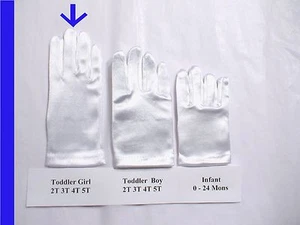 Guantes de muñeca de satén elásticos blancos 2T 3T 4T calidad formal concurso de Pascua NUEVO - Imagen 1 de 1