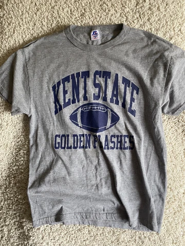 Kent state golden flashes shirt adult medium gray short sleeve russell mens a23* Cover