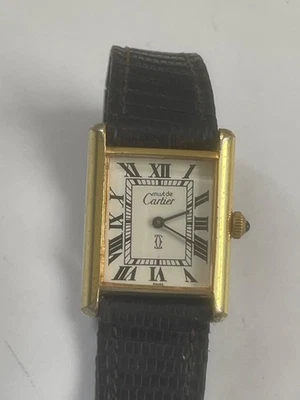 Vintage Must de Cartier Tank  18K Gold Plated Manual Watch – working. - Image 1 of 4