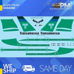 26Decalcomanie 200-11 1/200 TRANSAMERICA DC-10-30 decalcomania laser per aerei - Foto 1 di 2