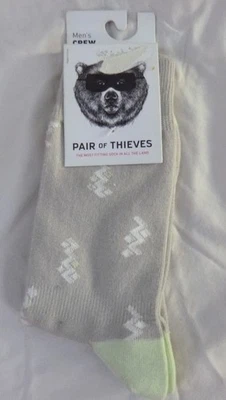 Par de calcetines Thieves Crew para hombre talla 8-12 blanco tostado en zigzag NUEVO Foto 1 de 3