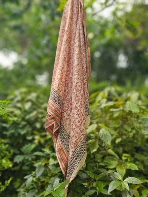 Bufanda larga de algodón con borla de tela con estampado de bloques de mano con estola Indian Dupatta para mujer Foto 1 de 4