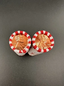 2025 P & D LINCOLN CENT PENNY ROLLS  - 2 Unopened Original Bank Wrap Rolls  - Picture 1 of 3