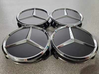 4Set 75mm Car Wheel Center Hub Caps Fits For Mercedes Benz Gloss Matte Black NEW - Image 1 of 4