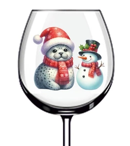12x Colourful Christmas Seal Vinyl Sticker Decal Tumbler Wine Glass Bottle Cup - Picture 1 of 3