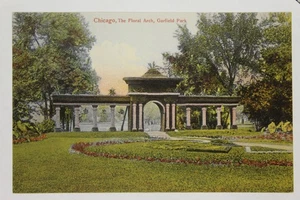 Chicago Garfield Park arco floreale cartolina d'epoca Koelling Klappenbach c1908 - Foto 1 di 2