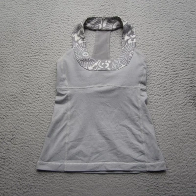 Camiseta sin mangas Lululemon para mujer 4 gris estampado espalda deportiva sujetador atlético yoga Foto 1 de 4