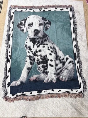 Manta de colección 1996 Disney 101 Dálmatas Cachorro Tapiz Grande 51" x 68" Foto 1 de 4