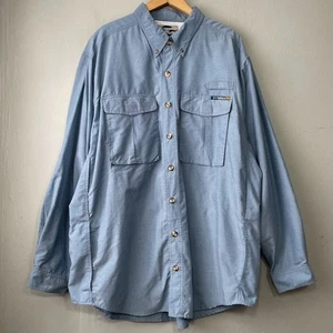 Camisa de Senderismo ExOfficio Para Hombres Talla L Abotonada Azul Ventilada Pescador Gorpcore Campamento - Imagen 1 de 10