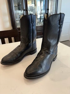 VTG Justin Classic Black Roper Style 3133 Cowboy Boots Mens Size 9.5 EE - Picture 1 of 23