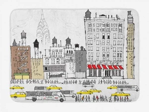 Ambesonne City Love Bath Mat Busy City Traffic Jam Yellow Taxi Cab Urban Life... - Picture 1 of 2
