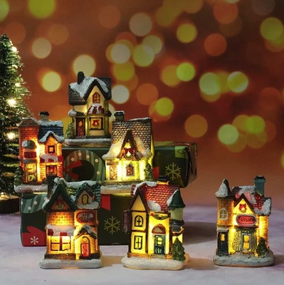 1pc Christmas Resin House Night Light Kids Bedroom Battery Powered Decor - NEW - Image 1 of 4