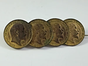 Antique Edward VII Coronation 1902 4 Farthing Brooch - Picture 1 of 10