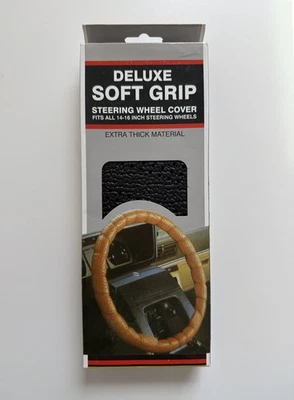 Vintage Deluxe Black Soft Grip Steering Wheel Cover 14" - 16" New - Image 1 of 3