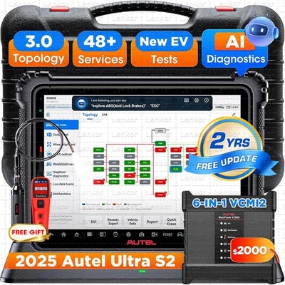 Ferramenta de diagnóstico scanner 2025 Autel MaxiSYS Ultra S2 6 em 1 VCMI2, topologia 3.0  - Imagem 1 de 4