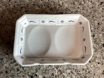 Longaberger Woven Traditions Cerámica Doble Cuchara Reposapiés Clásico Azul EE. UU. Foto 1 de 4