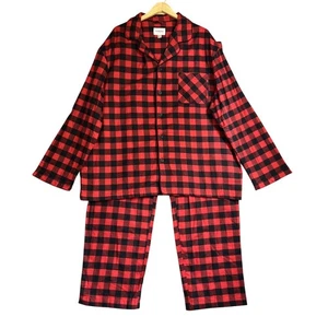 Herren Pyjama Set 2XL rot Büffel kariert Nachtwäsche Taschen Baumwolle Goodfellow NEU - Bild 1 von 13