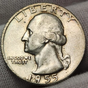 1955 P Washington Silver Quarter, Great Album Filler, 90% Silver Coin, Q-55p - Picture 1 of 2
