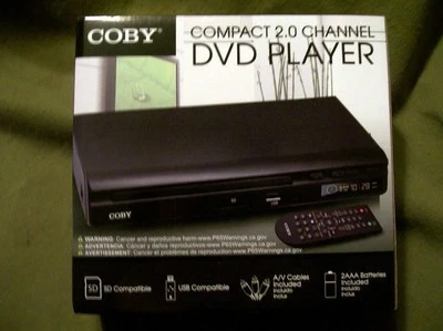 Coby CDV-30 2.0 Channel DVD Player with USB SD Input with Remote New In Box - Image 1 of 4