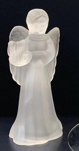 Juego De Colección Satinado Cristal Esmerilado Acrílico Ángel Estatuilla Candelabro Reparado - Imagen 1 de 11