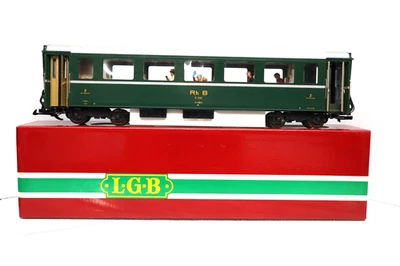 LGB 3167 RhB 2nd Class Passenger Car G Scale Model Train Coach wBox & PASSENGERS - Image 1 of 4