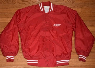 Chaqueta de carreras vintage Auburn Dupont roja satinada a presión - para hombre talla L grande - NASCAR Foto 1 de 4
