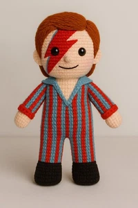 Knitted Knitting DK Pattern David Bowie Ziggy Stardust Wham Days 25cm Tall - Picture 1 of 1