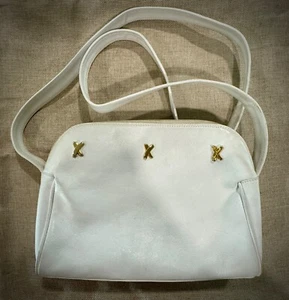 Vintage Paloma Picasso White Graffiti X Italian Leather Shoulder Bag (10x7) - Picture 1 of 2