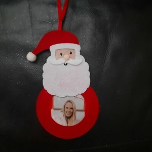 Round PHOTO FRAME Hanging Christmas Tree Decoration Bauble Family Santa Gift Tag - Picture 1 of 12