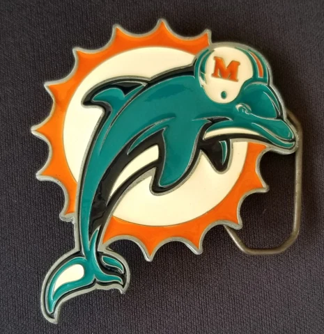 Miami Dolphins NFL football team BELT BUCKLE. Preowned Cover