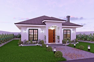 Custom Spanish style house plan 3 Bedroom & 2 Bathroom With CAD & PDF File - Picture 1 of 10