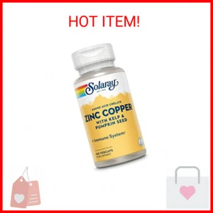 SOLARAY Zinc Copper Amino Acid Chelate - Immune Support Supplement w/Chelated Zi - Picture 1 of 2