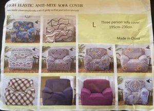 High Elastic Anti Mite Sofa Cover Large Grey 195-230 cm for 3 Seater Sofa - New - Picture 1 of 3