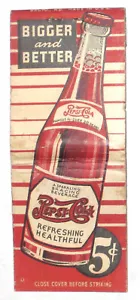 Pepsi: Cola Bigger Better bottiglia copertina libro fiammiferi non stampata Maryland Match Co - Foto 1 di 3
