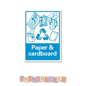 Paper & cardboard recycling sticker 150mm Blue quality water & fade proof vinyl - Picture 1 of 1