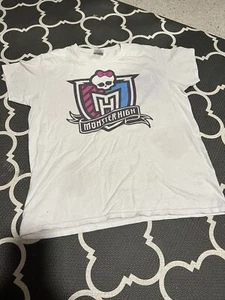 Y2K Monster High Shirt White Big Logo Rare Size Med - Picture 1 of 6