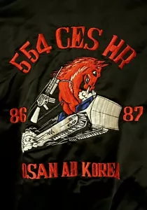 SOUVENIR Bomber Jacket Osan AB Korea Embroidered Black/Red Size Large Name: RON - Picture 1 of 8