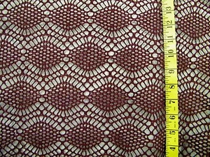 BURGUNDY SILVER SPARKLE CROCHET LOOK OPENWEAVE FABRIC NO STRETCH 28x55 INCHES - Picture 1 of 1