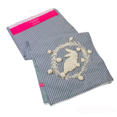 Isaac Mizrahi Easter Bunny Hooked Silhouette & Beaded 72" Striped Table Runner  - Image 1 of 2