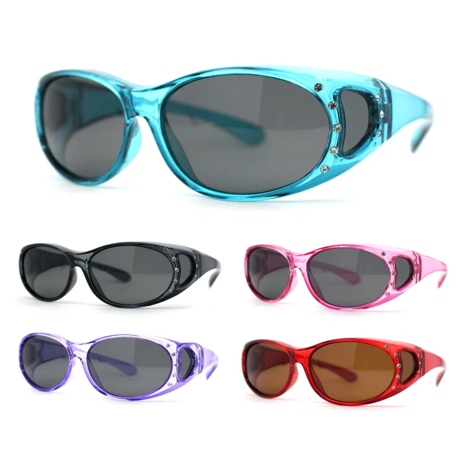 Womens Rhinestone Polarized Oval Fit Over Sunglasses - Image 1 of 1