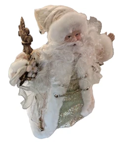 17" Old World White and Gold Old World Santa Tree Topper - Bild 1 von 3