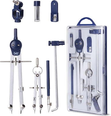 - Professional Geometry Set Metal Compass, 7 Pcs, Geometry Precision Tool Set wi - Image 1 of 4