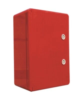 VISION Weatherproof IP65 Lockable ABS Enclosure with Metal Base Plate Red Wall Box